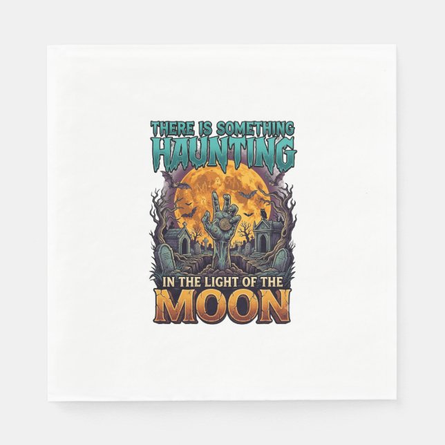 Something Haunting Moon Halloween Zombie Hand Grav Napkin (Front)