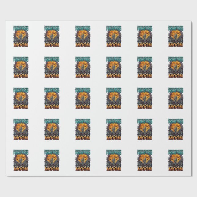 Something Haunting Moon Halloween Zombie Hand Grav Wrapping Paper (Flat)