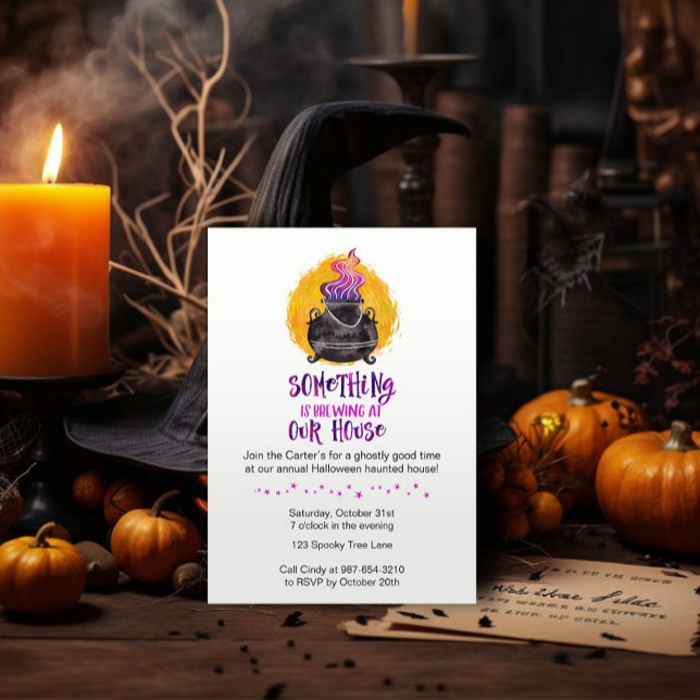 "Something is Brewing" Fun Halloween Party Invitation (Creator Uploaded)