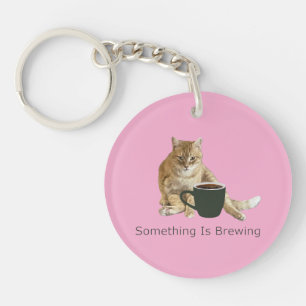 Something Is Brewing Pink Acrylic Keychain