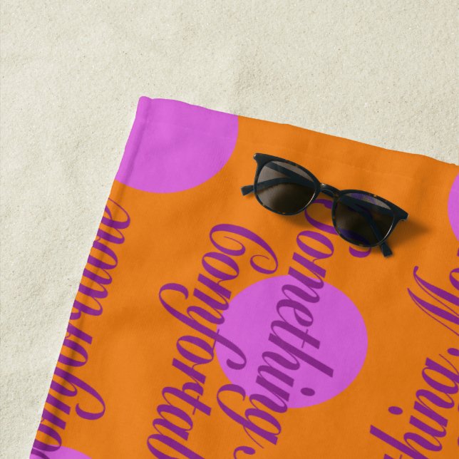 Something More Comfortable Orange BG Spots Beach Towel (In Situ)