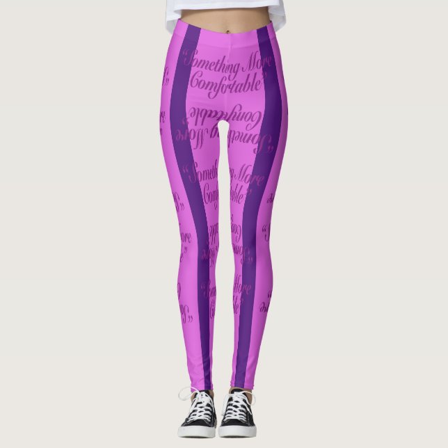 Something More Comfortable Purple Stripes Leggings (Front)