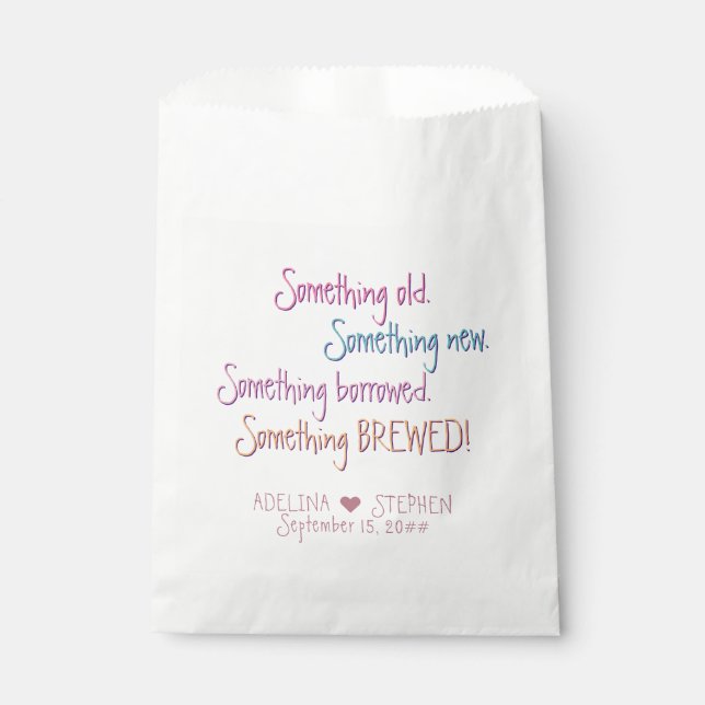 Something Old New Borrowed Brewed Wedding Favour Favour Bags (Front)