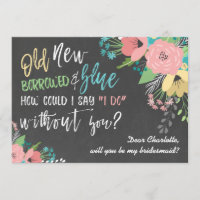 Something Old & New Floral Chalkboard Bridesmaid