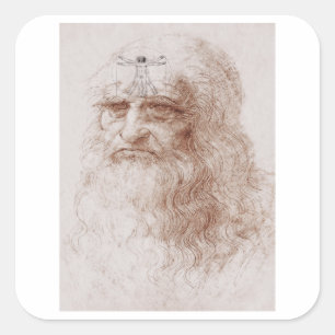 Something on my mind, Leonardo da Vinci's portrait Square Sticker