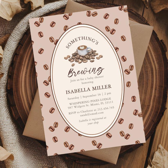 Something’s Brewing Coffee Beans Baby Shower  Invitation (Creator Uploaded)