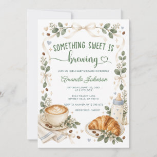 Something Sweet Is Brewing Coffee Baby Shower Invitation