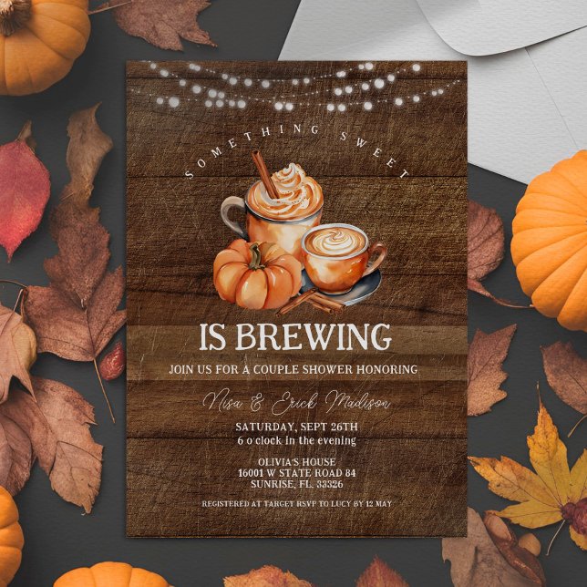 Something Sweet Is Brewing Wood Couple Shower Invitation (Creator Uploaded)