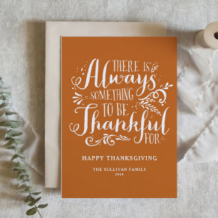 Something To Be Thankful For Orange Thanksgiving Holiday Card