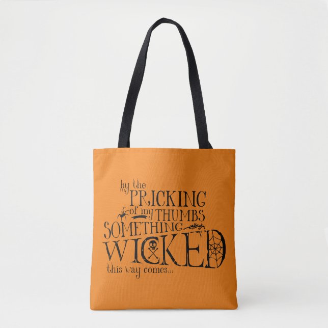 Something Wicked Black on Orange Tote Bag (Front)