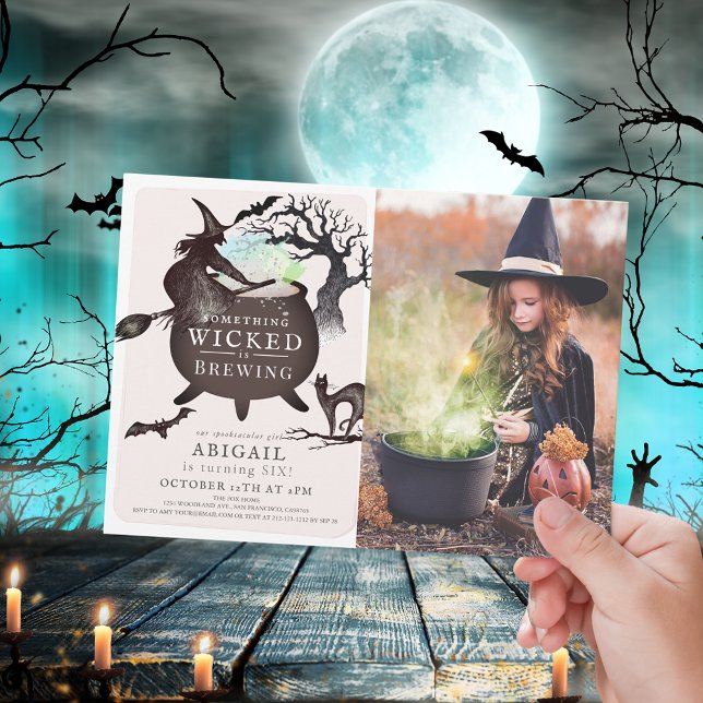 Something Wicked Brewing Halloween Pink Birthday Invitation (Creator Uploaded)