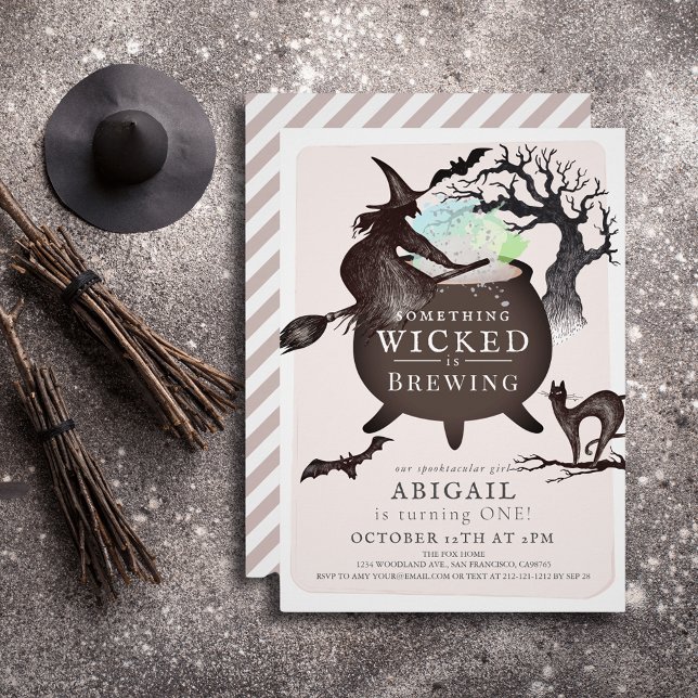 Something Wicked Brewing Halloween Pk 1st Birthday Invitation (Creator Uploaded)