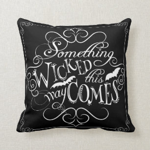 Something Wicked Chalkboard Halloween Pillow
