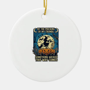 Something Wicked Way Comes Witch Halloween Pumpkin Ceramic Tree Decoration