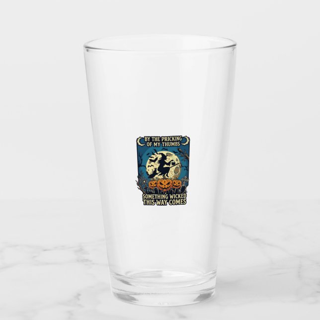 Something Wicked Way Comes Witch Halloween Pumpkin Glass (Front)
