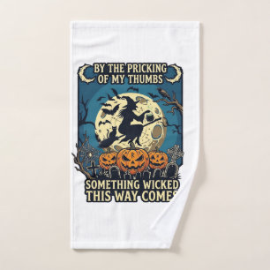 Something Wicked Way Comes Witch Halloween Pumpkin Hand Towel