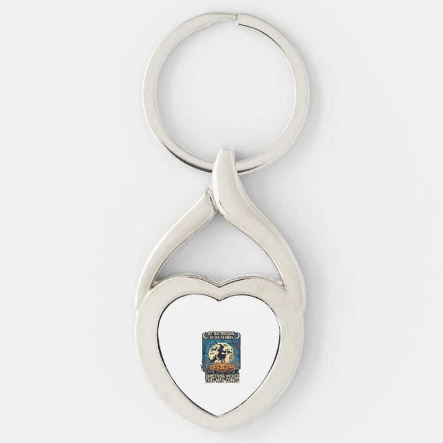 Something Wicked Way Comes Witch Halloween Pumpkin Key Ring (Front)