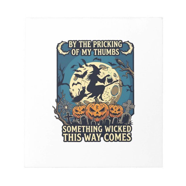 Something Wicked Way Comes Witch Halloween Pumpkin Notepad (Front)