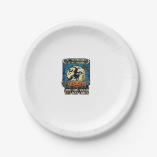 Something Wicked Way Comes Witch Halloween Pumpkin Paper Plate