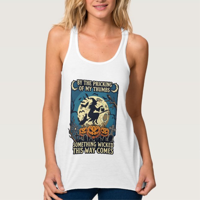 Something Wicked Way Comes Witch Halloween Pumpkin Singlet (Front)