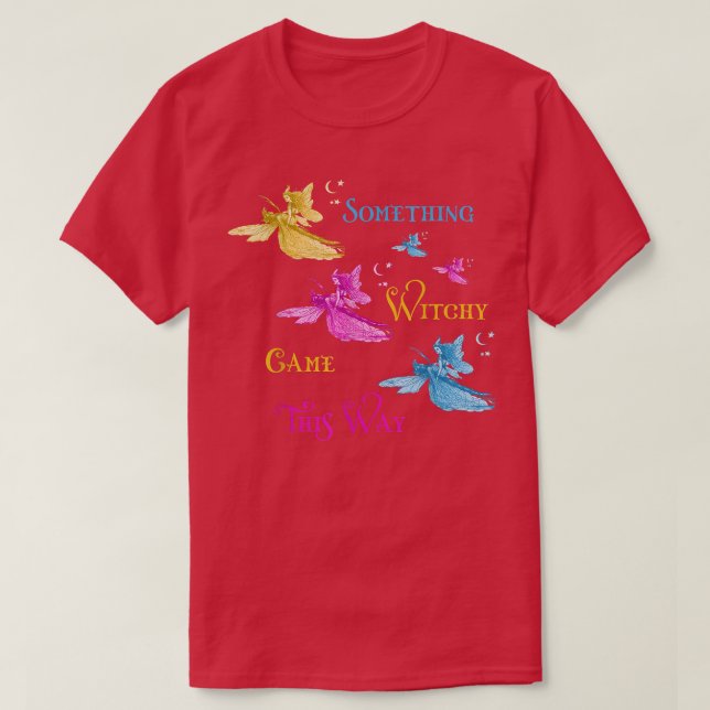 Something Witchy Came This Way Flying Pagan Witchy T-Shirt (Design Front)