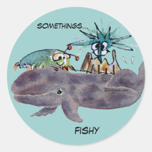 Somethings Fishy Cartoon Whale Friends Stickers