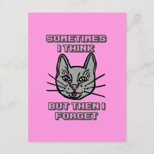 Sometimes I Think But Then I Forget Cat Meme Joke Postcard