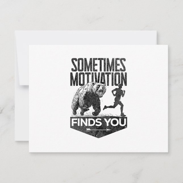 Sometimes Motivation Finds You Funny Running Motiv RSVP Card (Front)