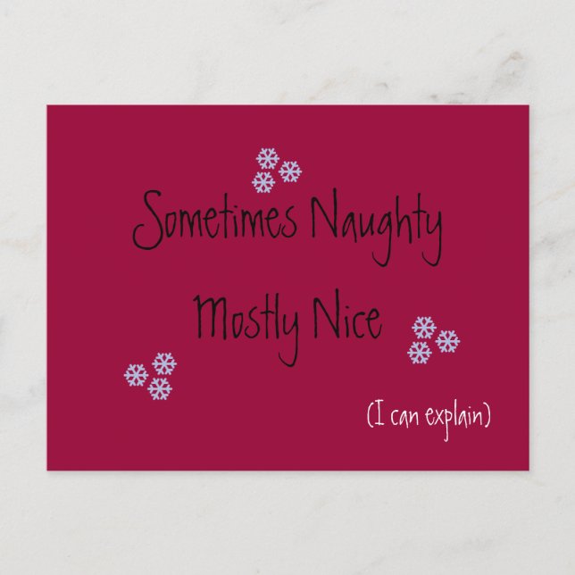 Sometimes Naughty Mostly Nice Holiday Postcard (Front)