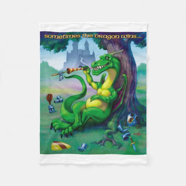 Sometimes the Dragon Wins Fleece Blanket (Front)