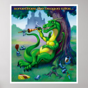 Sometimes the dragon Wins Green Print