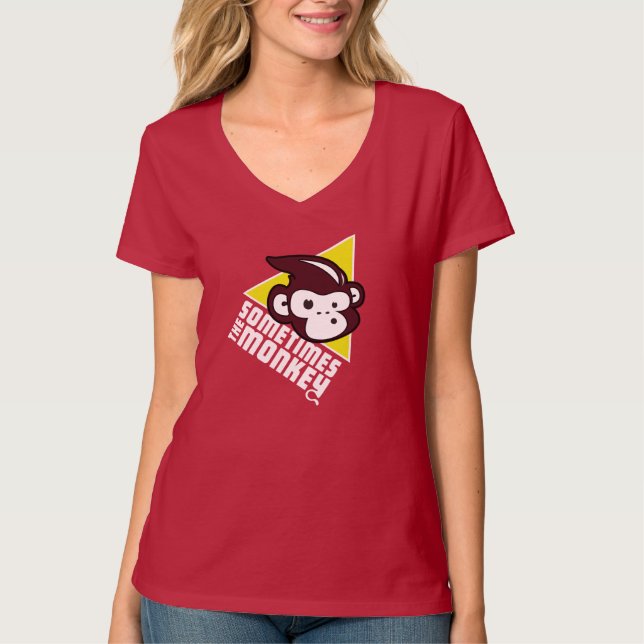 Sometimes the Monkey Women's V-Neck T-Shirt (Front)