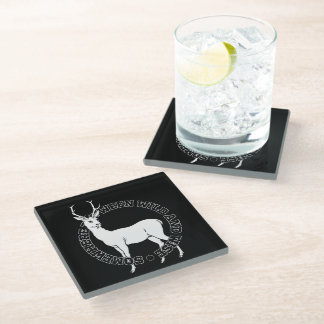 Somewhere Between Wild And Wise Deer Line Art Glass Coaster