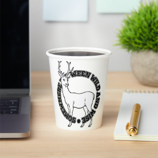 Somewhere Between Wild And Wise Deer Line Art Paper Cups