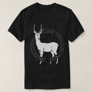 Somewhere Between Wild And Wise Deer Line Art T-Shirt