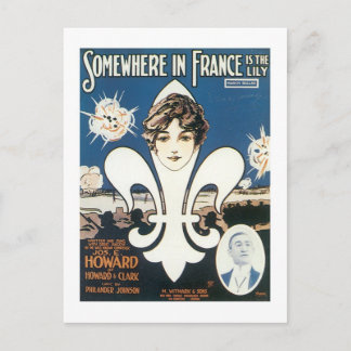 Somewhere in France Vintage Songbook Cover Postcard