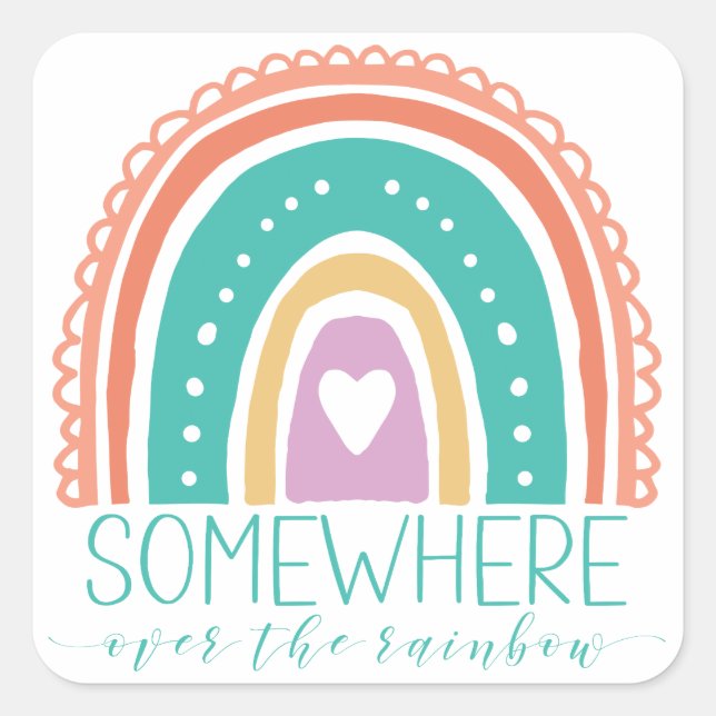 Somewhere Over The Rainbow Modern Chic Colourful  Square Sticker (Front)