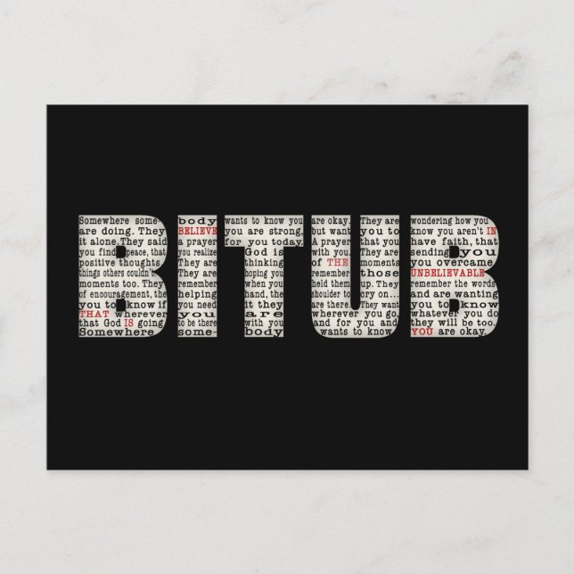 Somewhere Somebody (BITUB) Postcard (Front)