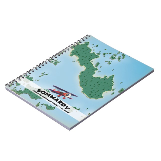 Sommarøy Norway travel poster map Notebook (Left Side)