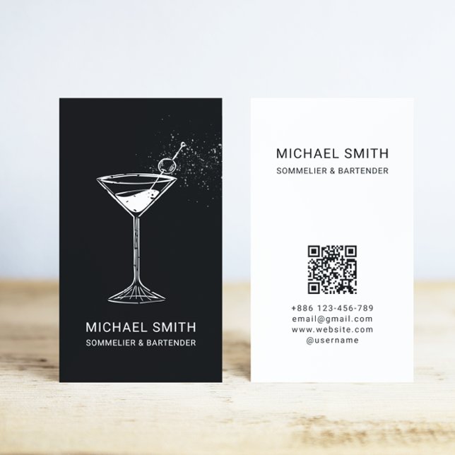 Sommelier Bartender Cocktail Nightclub Business Card (Creator Uploaded)