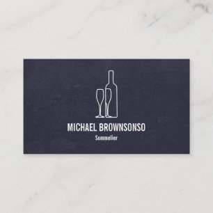 Sommelier Black Blue Wine Bottle Business Card