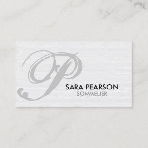 Sommelier Food Beverage Monogram Business Card