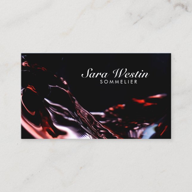Sommelier Script Wine Flow Business Card (Front)
