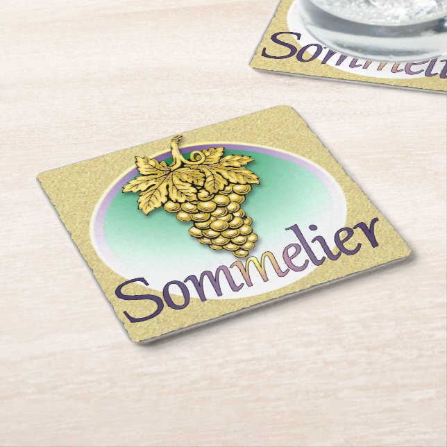 Sommelier Symbol Square Paper Coaster (Angled)