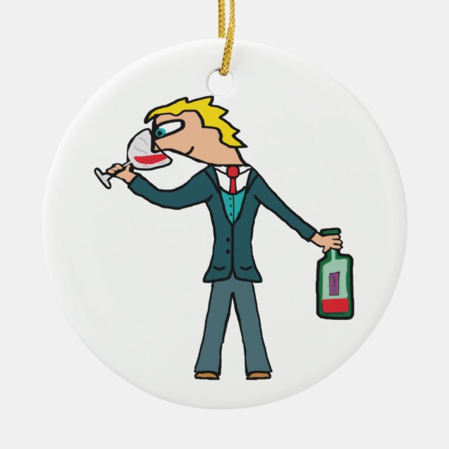 Sommelier Wine Tasting Ceramic Tree Decoration (Front)