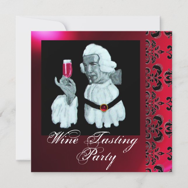 SOMMELIER WINE TASTING PARTY Damask, Champagne Invitation (Front)