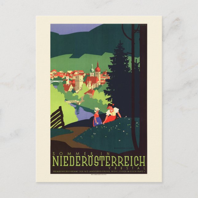 Sommer in Niederösterreich Austria Vintage Poster  Postcard (Front)