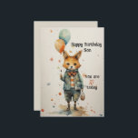 Son 10th Birthday Abstract Fox Holiday Card<br><div class="desc">A very colourful boy fox dressed in colourful clothing with birthday balloons in an abstract pattern for your son who is turning 10 years old.
Appropriate verse on the back to celebrate this milestone.</div>