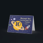 Son 10th Birthday Planets in Outer Space w/ Rocket Card<br><div class="desc">Turning 10 is out of this world,  especially when it is your son! Rocket ship,  planets and stars fill in the front of the card with the message as you count down to say Happy Birthday!</div>