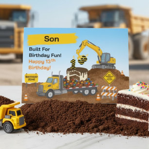 Son 13th Birthday Construction Site Card